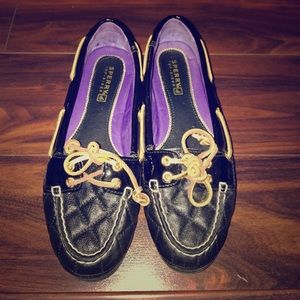Black Leather Sperry Boat Shoes